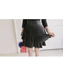 レザー調プリーツスカート(スカート)