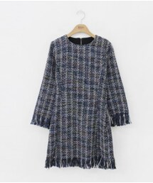 フリンジポイントツイードワンピース(ワンピース)