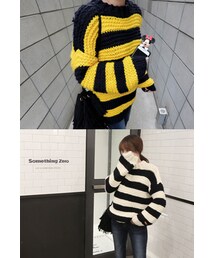 ボーダーウール混ニット(ニット/セーター)