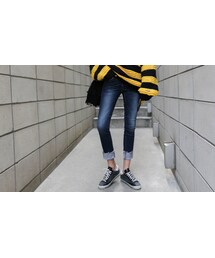 ウォッシュ加工スキニーパンツ(デニムパンツ)