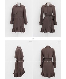 フリル裾切り替えダブルコート(トレンチコート)
