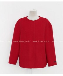 ハンドメイド シンプルウール混コート(ノーカラージャケット)