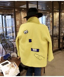 ワッペンポイントユニークハーフコート(ピーコート)