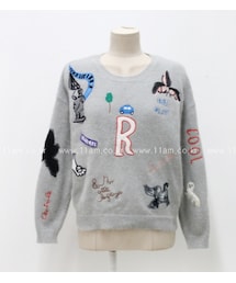 アンゴラユニーク刺繍ポイントニット(ニット/セーター)