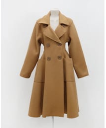 フェミニンAラインコート(ベージュ)(ステンカラーコート)