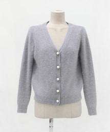 パールボタンシンプルアンゴラニットカーディガン(カーディガン/ボレロ)