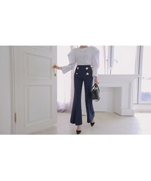 ユニークボタンポイントブーツカットスラックス(スラックス)