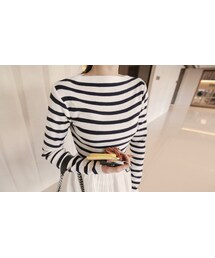ボートネックボーダーポイントニット(Tシャツ/カットソー)