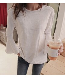 11AM | ラウンドネックラッパ袖スリーブTシャツ(Tシャツ/カットソー)