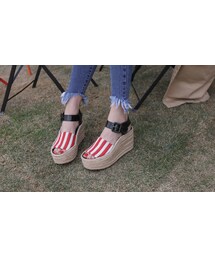 11AM | ストライプエスパドリーユウェッジソールサンダル(サンダル)