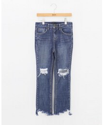 11AM | アシメカットオフクラッシュデニムパンツ(デニムパンツ)