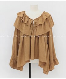 11AM | ラッフルネックコットンブラウス(シャツ/ブラウス)