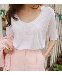 11AM | ナチュラルUネックルーズカットソー(Tシャツ/カットソー)