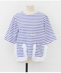 フリンジポケット付ボーダーTシャツ(Tシャツ/カットソー)