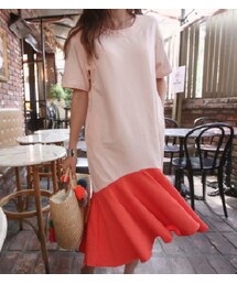 11AM | バイカラーフリルワンピース(ワンピース)