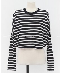 11AM | ボーダールーズクロップドTシャツ(Tシャツ/カットソー)