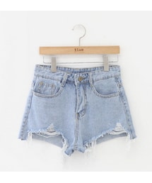 11AM | ベルト付きクラッシュカットショーツ(デニムパンツ)