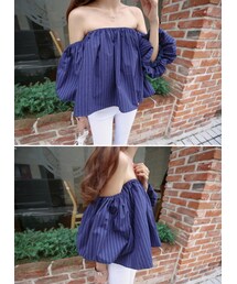 11AM | ストライプオフショルダーブラウス(シャツ/ブラウス)