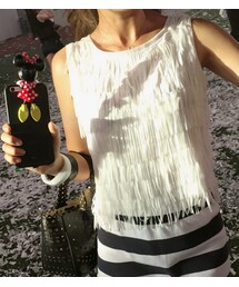 11AM | フェザーモチーフノースリトップ(Tシャツ/カットソー)