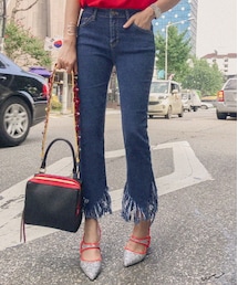 11AM | ハイウエストフリンジカットデニム(デニムパンツ)