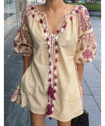 11AM | エスニック刺しゅうタッセルワンピース(ワンピース)