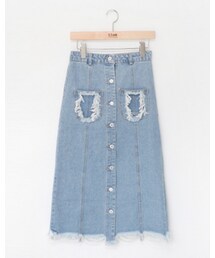 11AM | フリンジカットボタンデニムスカート(スカート)
