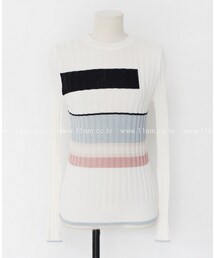 11AM | スリムフィットボーダーリブニット(ニット/セーター)