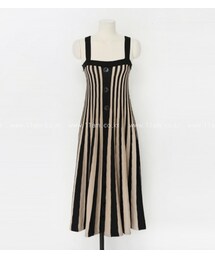 ストライプニットマキシワンピース(ワンピース)