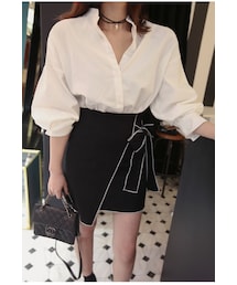 スタンドカラーボリューム袖シャツ(シャツ/ブラウス)