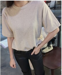 シンプルデイリー5分袖Tシャツ(Tシャツ/カットソー)