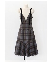 フェミニンチェック柄ワンピース(ワンピース)