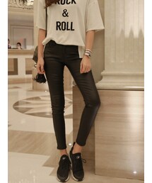 シック裏起毛レザー調スキニーパンツ(その他パンツ)