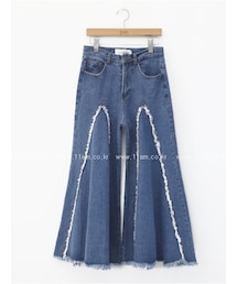 11AM | ユニークフリンジディテールワイドデニムパンツ(デニムパンツ)