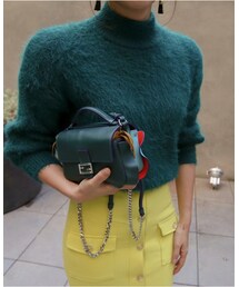 ソフトハーフハイネックパフ袖ニット(ニット/セーター)