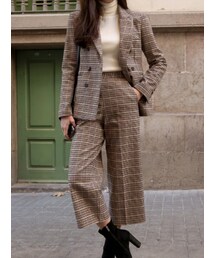 モダンチェックジャケット ワイドクロップドパンツ(その他アウター)