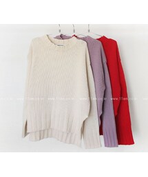 スリット入りラウンドネックニット(ニット/セーター)