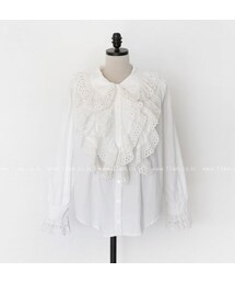 パンチングディテールフリルブラウス(シャツ/ブラウス)