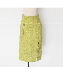 ハイウエストスリット入りツイードスカート(スカート)