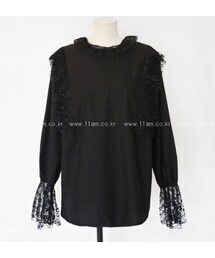 セミハイネックレースディテールブラウス(シャツ/ブラウス)