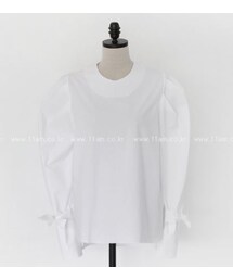 リボンポイントパフスリーブブラウス(シャツ/ブラウス)