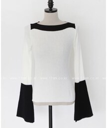 配色ポイントボートネックニット(ニット/セーター)