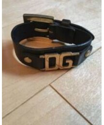 D&G | D&G 革ブレスレット 黒×金(ブレスレット)
