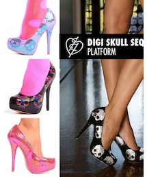 IRON FIST | digi skull sequin platform(パンプス)