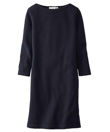 UNIQLO | ＩＤＬＦエクストラファインメリノ
クルーネックワンピース（７分袖）ネイビー
(ワンピース)