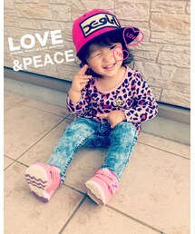 X-girl Stages | ウィンクしてみたら、クシャクシャ顔に(*´艸｀)笑(Tシャツ/カットソー)