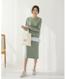 DHOLIC | レイヤードヘムスウェット&スカートSET(スウェット)