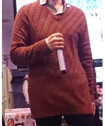 no brand | 茶色　Vネックセーター(ニット/セーター)