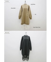 裾レーススウェットワンピース(ワンピース)