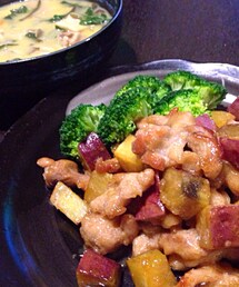 晩御飯 | 鳥もも肉と薩摩芋の甘辛炒め&チーズクリームシチュー作った((´艸｀*))(福袋/福箱)
