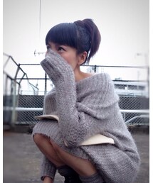 GU | オフショルダーニットワンピ着こなしその2(ワンピース)